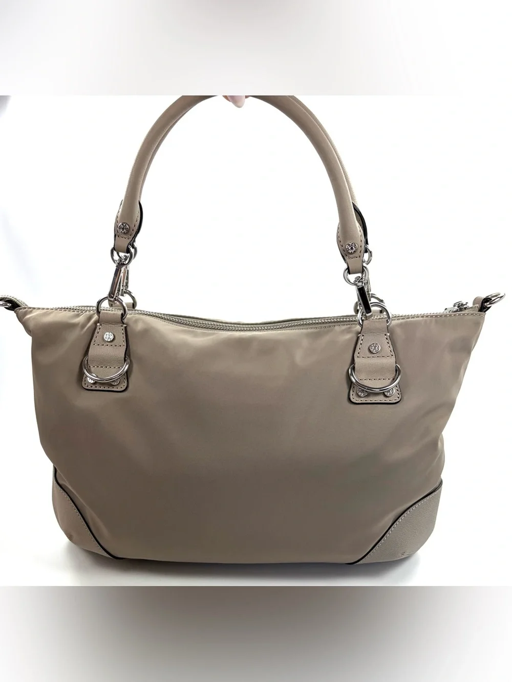 MZ Wallace Bedford Nylon Convertible Satchel | Taupe | 2 Straps | EUC